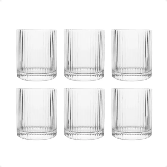 6 Vasos Sevilla Vidrio Labrado Whisky Velas 350 Ml | Nadir Transparente