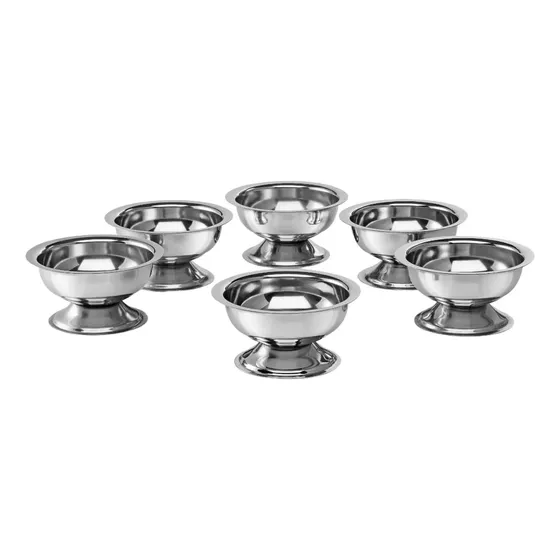 9 Copas De Postre De Acero Inoxidable . Marca : Golden Art. Color Gris