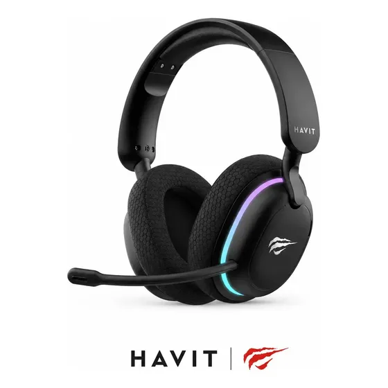 Auriculares Gamer Inalámbricos 7.1 Havit Fuxi-h7 2.4GHz Bluetooth USB 3.5mm Color Negro Luz RGB