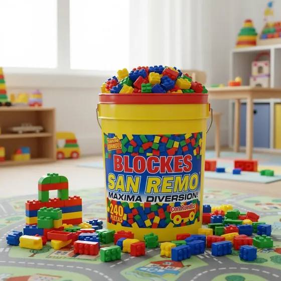Balde De Bloques Para Armar 240 Piezas Ruedas San Remo Niños
