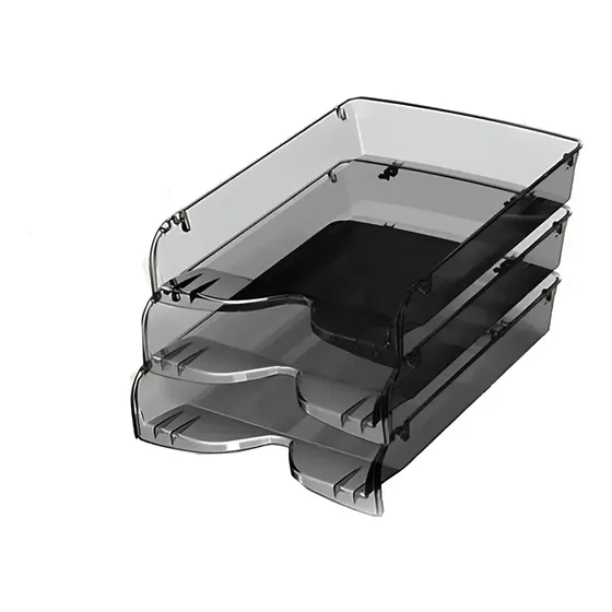Bandeja Organizadora Horizontal Pizzini A4 2 Niveles Acrílica Ahumada