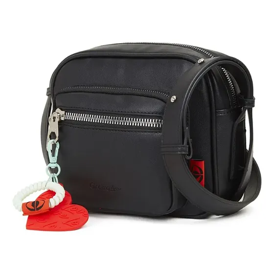 Bandolera Oreiro Love Negra de Eco Cuero con Antirrobo y Bolsillo Interno