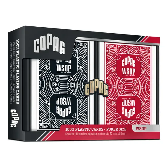 Baraja Doble Poker Copag 100% Plásticas Naipes Wsop Negro/rojo