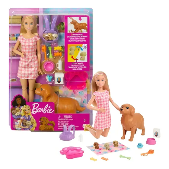 Barbie Con Cahorros Recien Nacidos Y Accesorios - Mattel