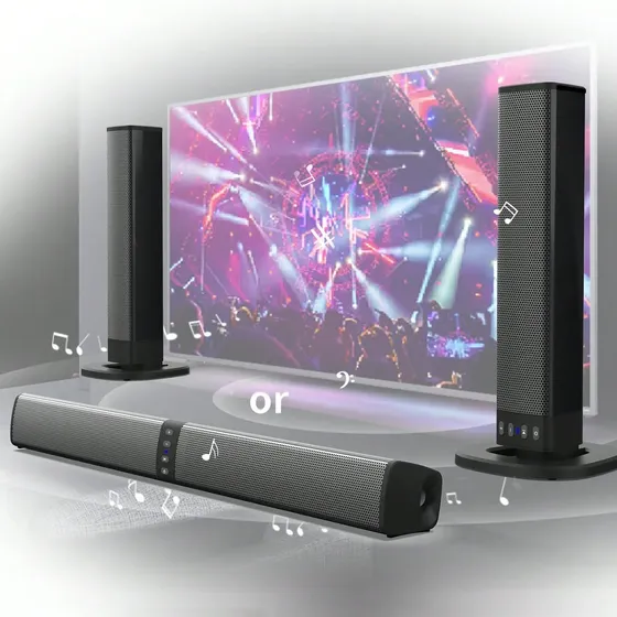 Barra De Sonido Desmontable 2 En 1 Para Tv Pc Escritorio Negro