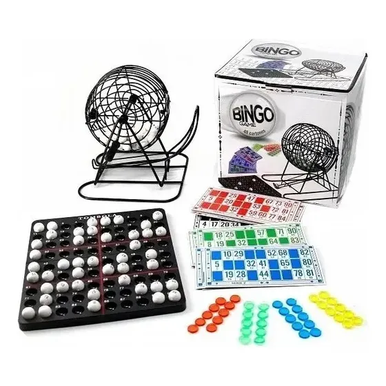 Bingo Con Bolillero Metal Faydi 48 Cartones Juego De Mesa Familiar