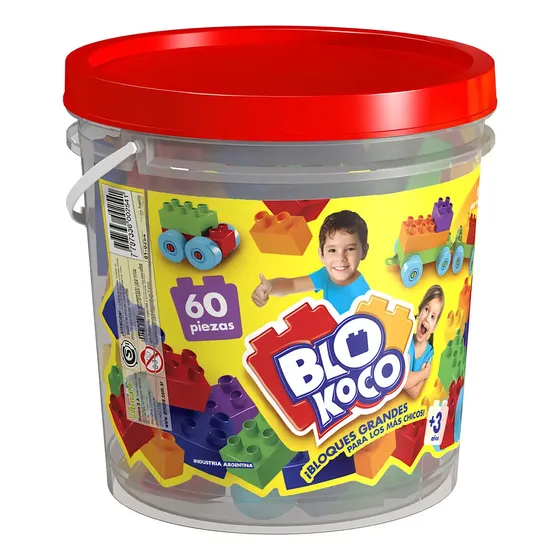 Blokoco 60 Piezas Balde Bloques Grandes Tipo Rasti Ruedas
