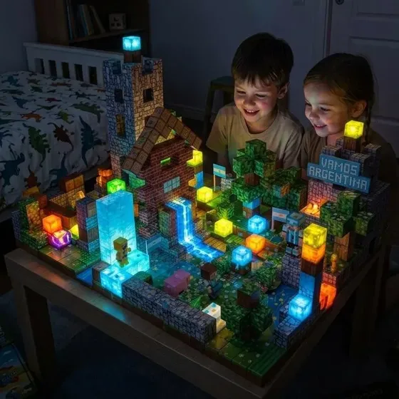 Bloques Cubos Magnéticos Stem Craft 100 Piezas + 4 Cubos Luz