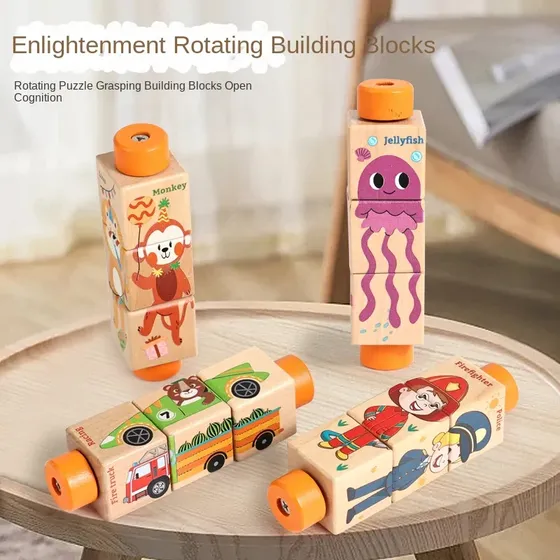 Bloques De Madera Giratorios Educativos Niños