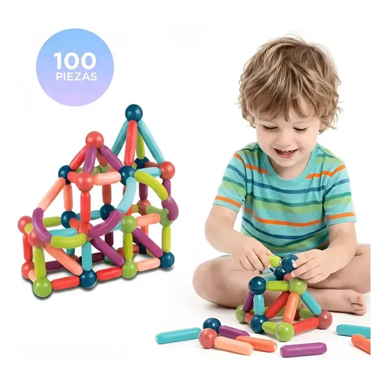 Bloques Magnéticos 100 Piezas Para Armar Gadnic Creatividad 100