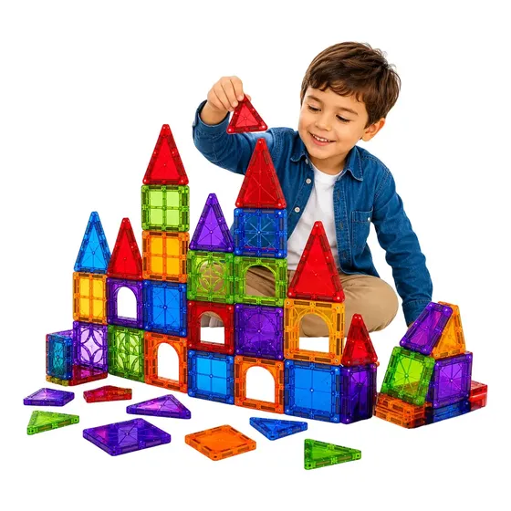 Bloques Magnéticos Construcción Infantil 42 Piezas Caja Juego Didáctico Educativo Imanes 3d Piezas Colores Figuras Armables Creatividad Motr