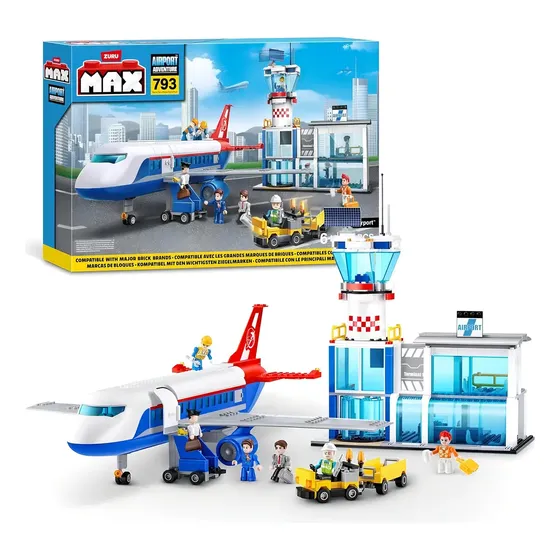Bloques Para Armar Aeropuerto Zuru Max City Box 793 Piezas Versión Del Personaje Avión