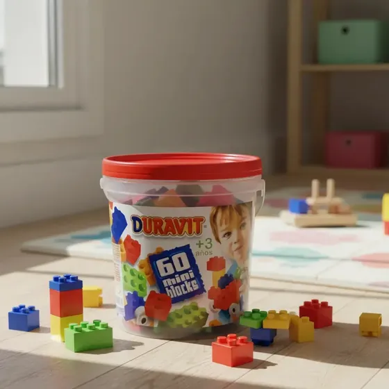 Bloques para Armar Duravit Mini Blocks Balde con 60 Piezas para Niños
