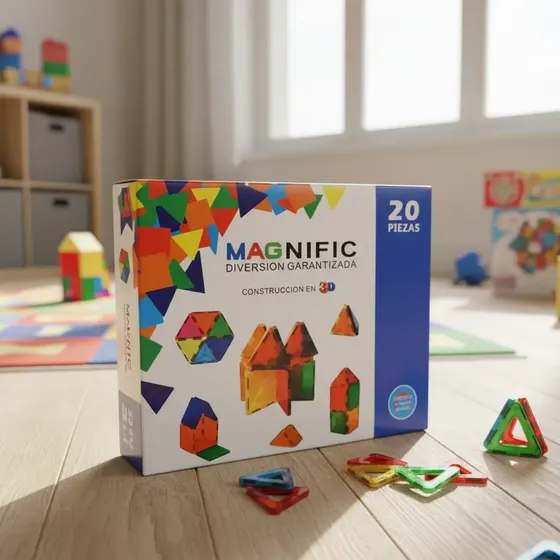 Bloques Para Armar Magnéticos De Magnific KBM-20ARU Tiles 20 Piezas Didacticas Educativas