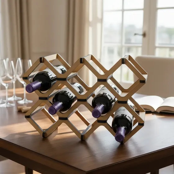 Bodega Encastrable 8 Botellas Cava Vinoteca Madera Color Natural - 43cm X 29cm