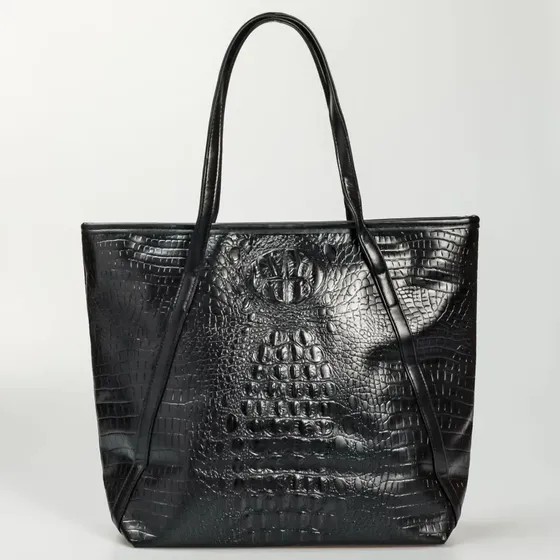 Bolso Cartera de Mujer con Textura Croco, Eco Cuero y Cierre