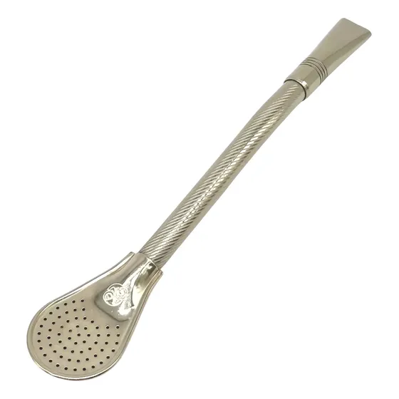 Bombilla Pico De Loro Apa Cuero Alpaca Filtro Pala 19cm Gris