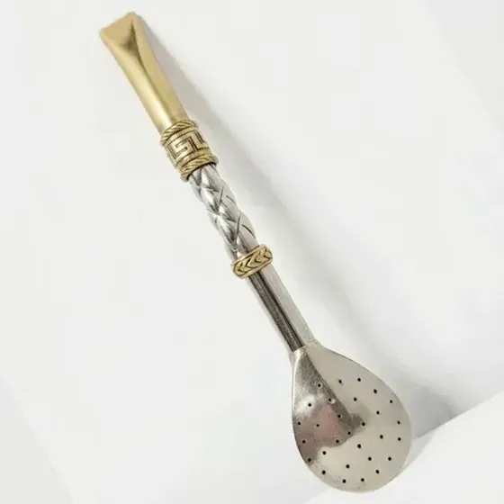 Bombillon Recto Alpaca Pico Bronce Bombilla Mate Filtro Pala