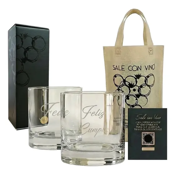 Box Estuche Vaso Wisky X2 Grabado Personalizado Regalo