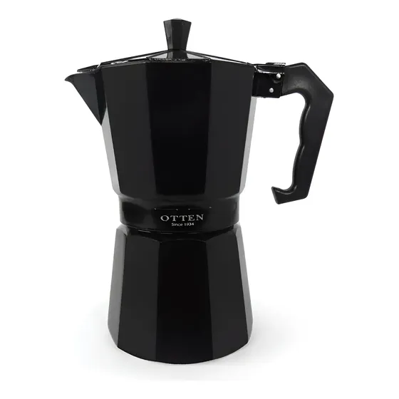 Cafetera 3 Tazas Manual De Aluminio Italiana Otten 150 Ml - Negro