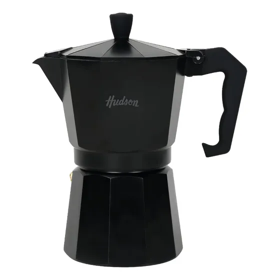 Cafetera Aluminio Hudson Black Estilo Italiana 6 Pocillos