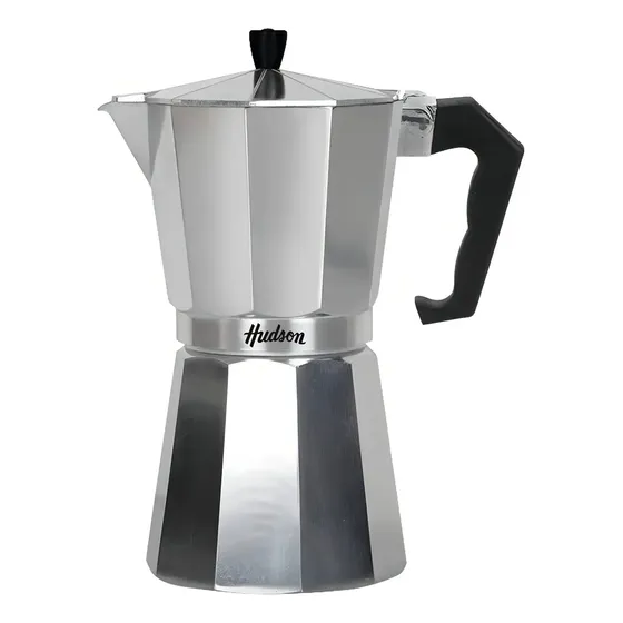Cafetera Aluminio Hudson Estilo Italiano 9 Pocillos Color Plateado