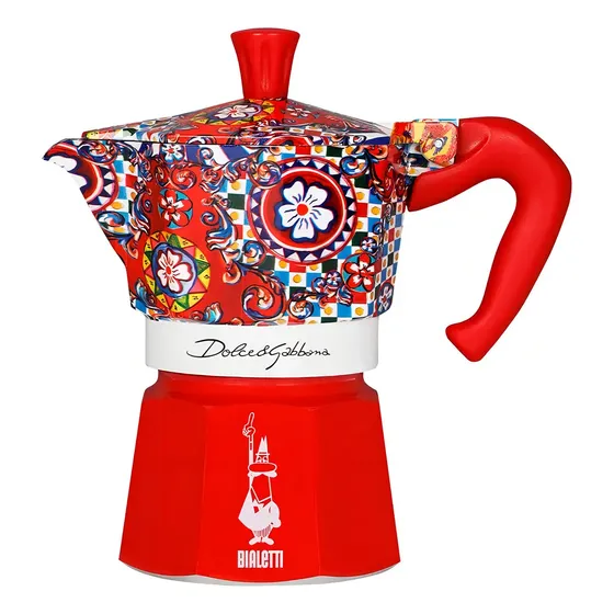 Cafetera Bialetti Moka Express Dolce & Gabbana 3 Pocillos Color Rojo