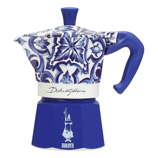 Cafetera Bialetti Moka Express Dolce & Gabbana Blu Mediterraneo 3 Pocillos - Edición Limitada