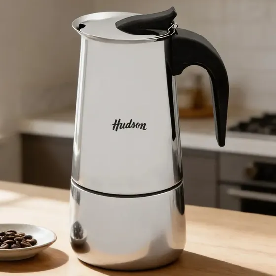 Cafetera Hudson 9 Pocillos Sscm03 Estilo Italiano Acero Color Plateado
