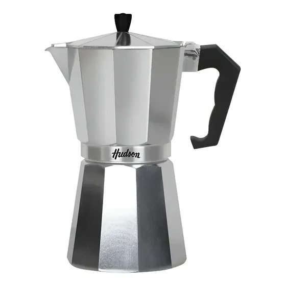 Cafetera Hudson Italiana 12 Tazas Aluminio Pulido M004