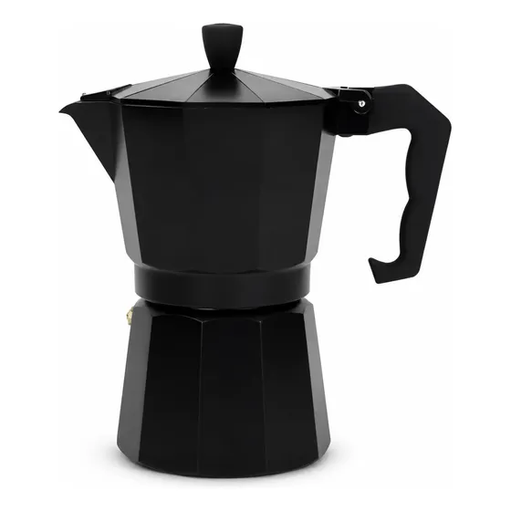 Cafetera Italiana Clasica 9 Pocillos Manual Negra Grecca