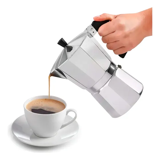 Cafetera Italiana Electroland 12 Pocillos Aluminio Filtro Permanente Plateado