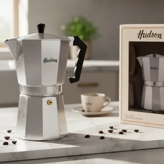Cafetera Italiana Hudson Aluminio Pulido 12 Pocillos Cafe