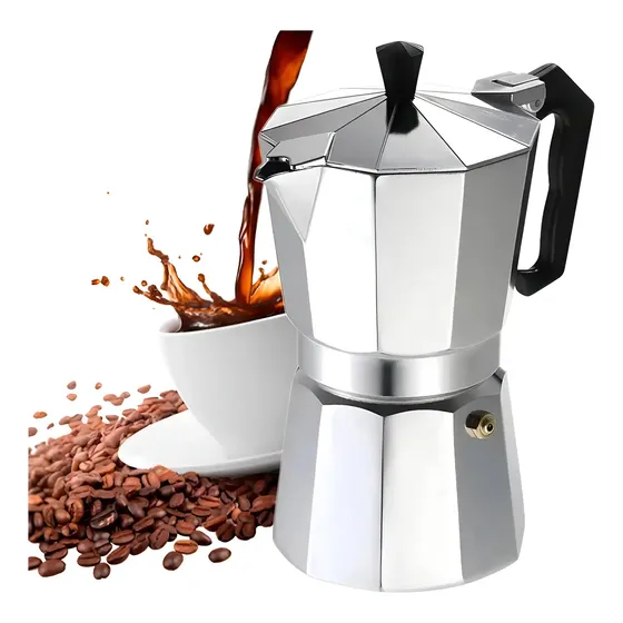 Cafetera Italiana LeviBlanc 150ml Acero Moka Para Gas Eléctrica Camping