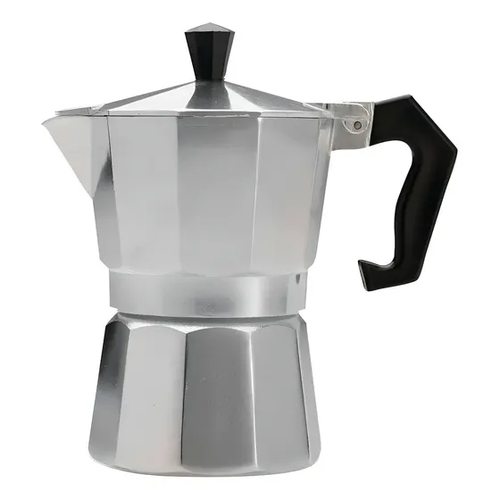 Cafetera Moka Express Gadnic 3 Tazas Mango Resistente Color Plateado