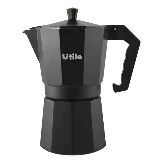 Cafetera Negra Moka Tipo Italiana Aluminio 9 Tazas Utile Negro