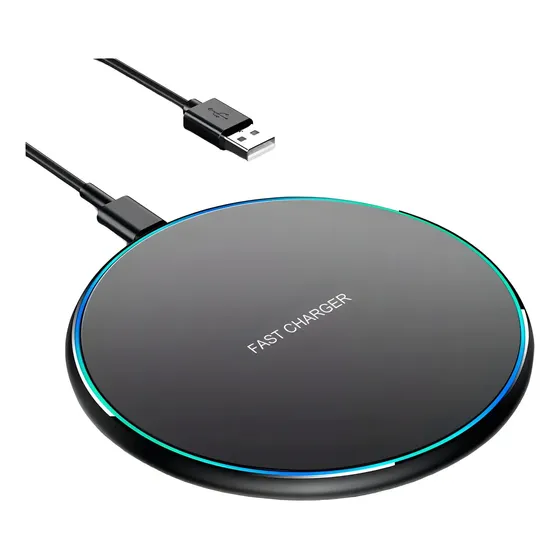 Cargador Inalámbrico Netmak Luz Led Para S24/ Plus/ Ultra Color Negro