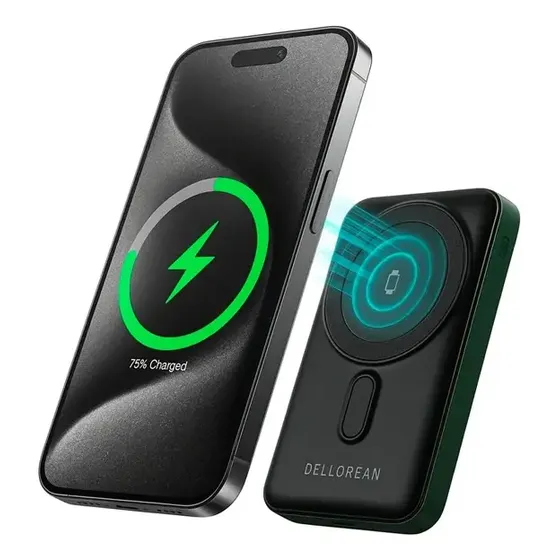 Cargador Inalambrico Powerbank 20w 10000mah Magnetico Tipo C Verde