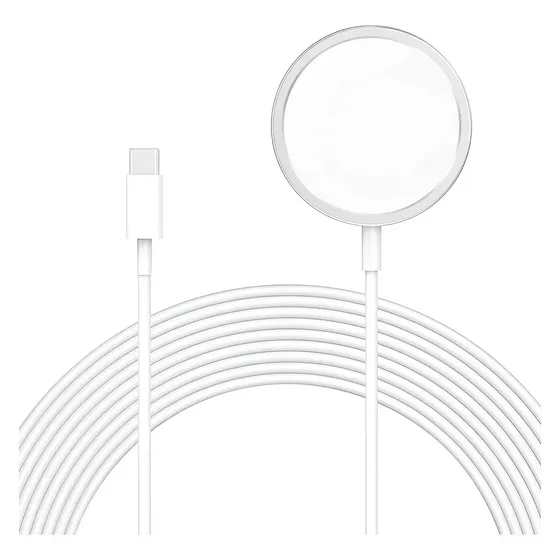 Cargador Inalámbrico Yixoo USB-C Magsafe iPhone 15W Blanco Portátil