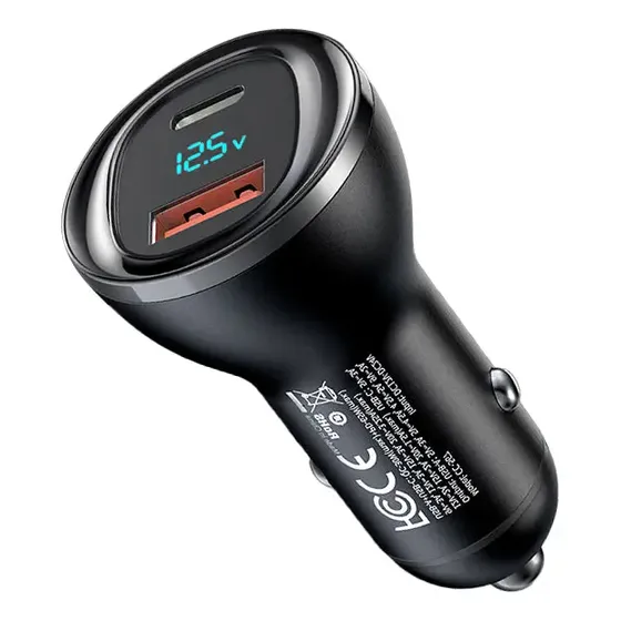 Cargador Para Autos Mcdodo De 95w Con Display Digital 1c+1a Pd Color Negro