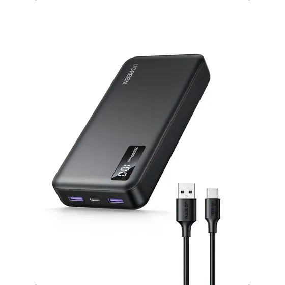 Cargador Portatil 22w Ugreen - Power Bank 20000mAh Carga Rapida - USB C + USB A - Recarga Bateria Para Celular Iphone / Samsung / Auriculare