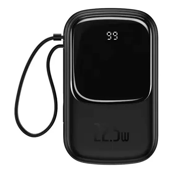 Cargador Portátil Baseus QPow PRO 10000mah 22.5w Cable USB-C Incorporado / Carga Rápida / Display Digital Led / Color Negro