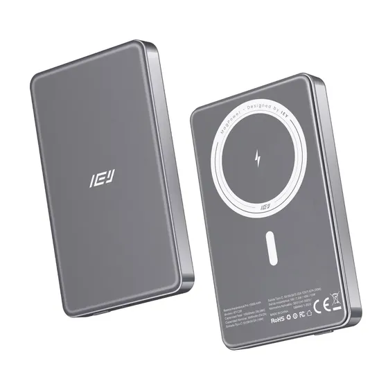 Cargador Portátil Inalámbrico IEY MagSafe de 10000 mAh para iPhone y Android Color Gris