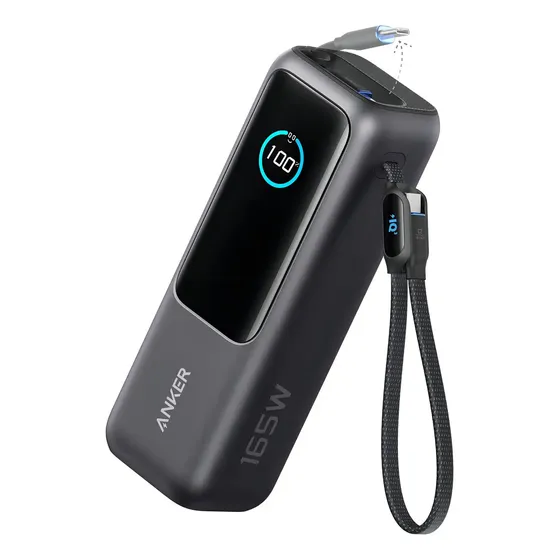 Cargador Portátil Power Bank Anker Laptop, 25000mAh 165W, 3 Puertos USB-C, Pantalla Inteligente, Carga Rápida para Mac, Dell XPS, ThinkPad, 