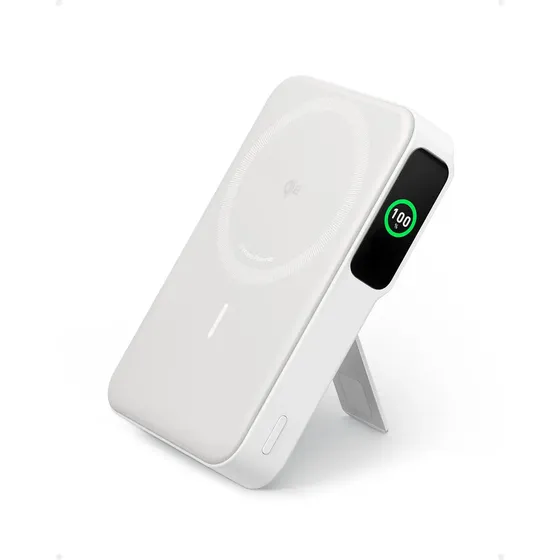 Cargador Portátil Power Bank Anker MagGo Qi2, 10000mah 15W, Batería Externa Inalámbrica, Pantalla Inteligente, Soporte Plegable, Compatible 