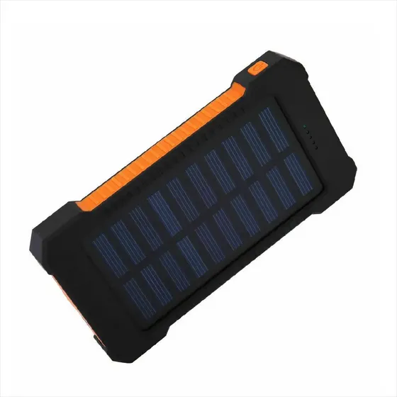 Cargador Portátil Solar Beston 8000mAh 3 Puertos Naranja USB con Linterna