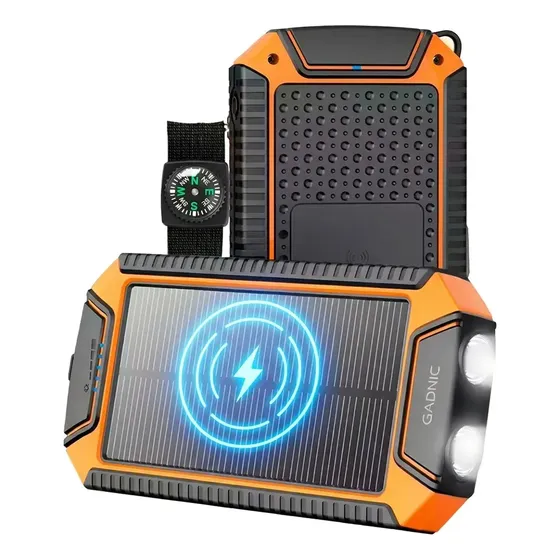 Cargador Solar Gadnic Power Bank B60 15000mAh Inalámbrico Linterna