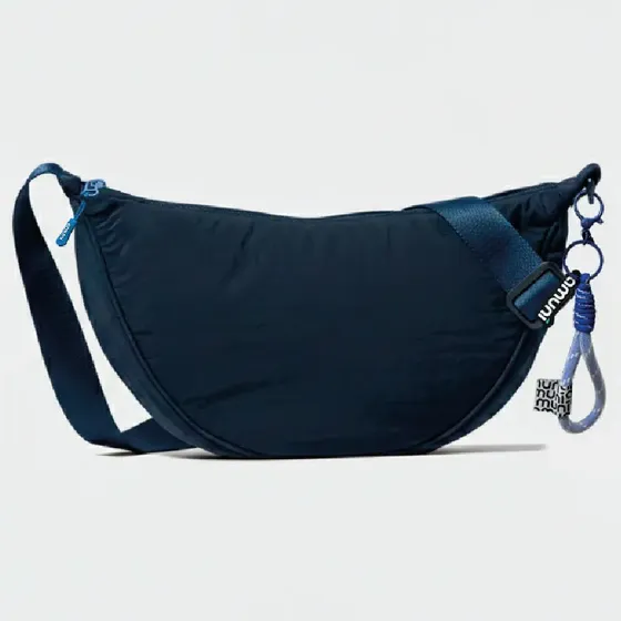 Cartera Amuni Tipo Banana Bandolera Ajustable Urbana Azul Lisa Plastico