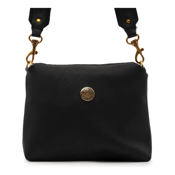 Cartera Bandolera Mujer Tropea Luana Negro Lisa Plateado