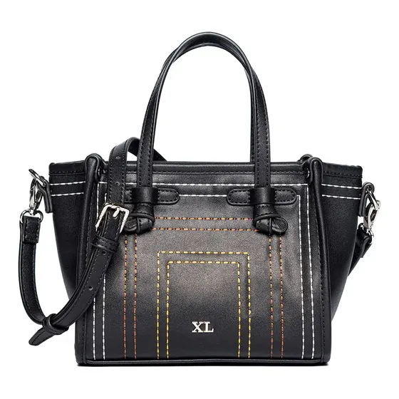 Cartera de Mujer XL Extra Large Charlotte Negra con Herrajes Níquel